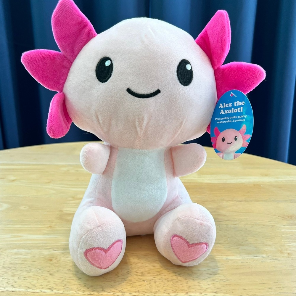 Send a Friend Alex the Axolotl Pink Plush Stuffed Animal Heart Feet 10 Inch NWT